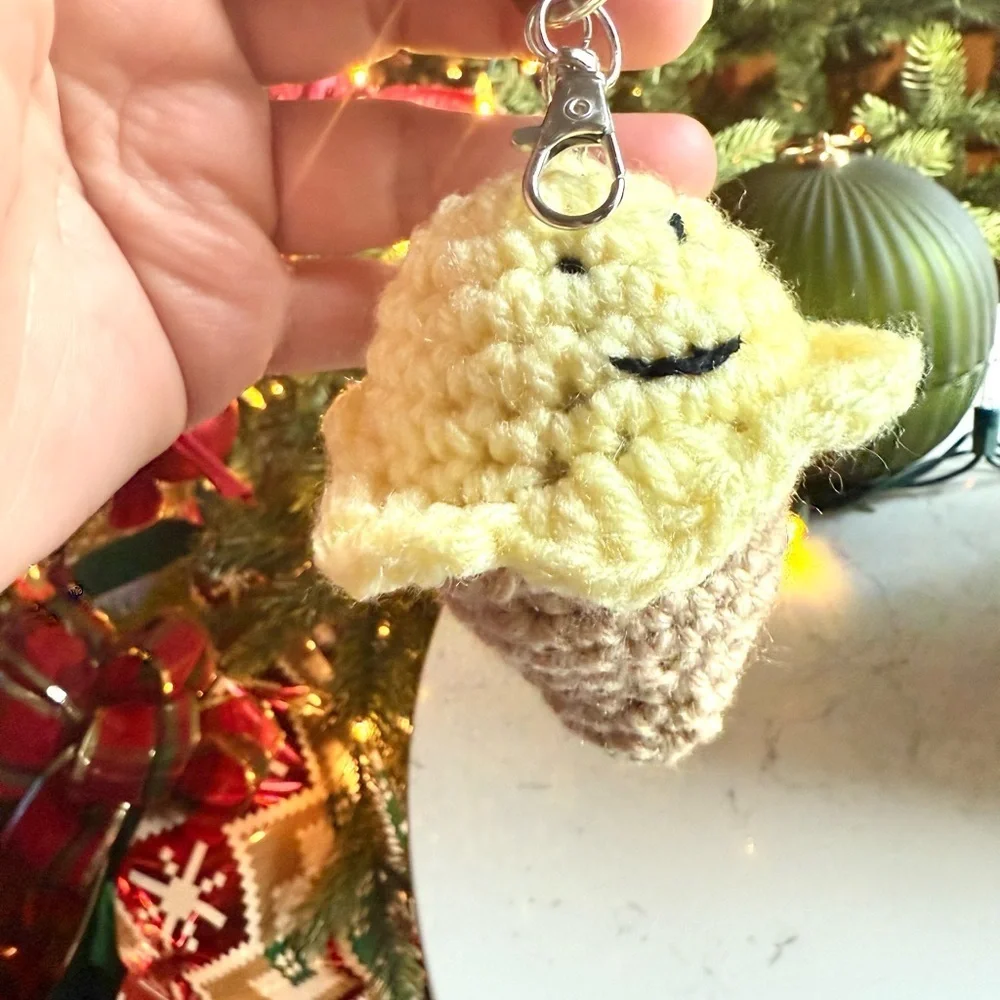 Handmade Crochet Ice Cream Cone Keychain